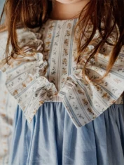 Vestido - Mel Folhos com Azul - 3